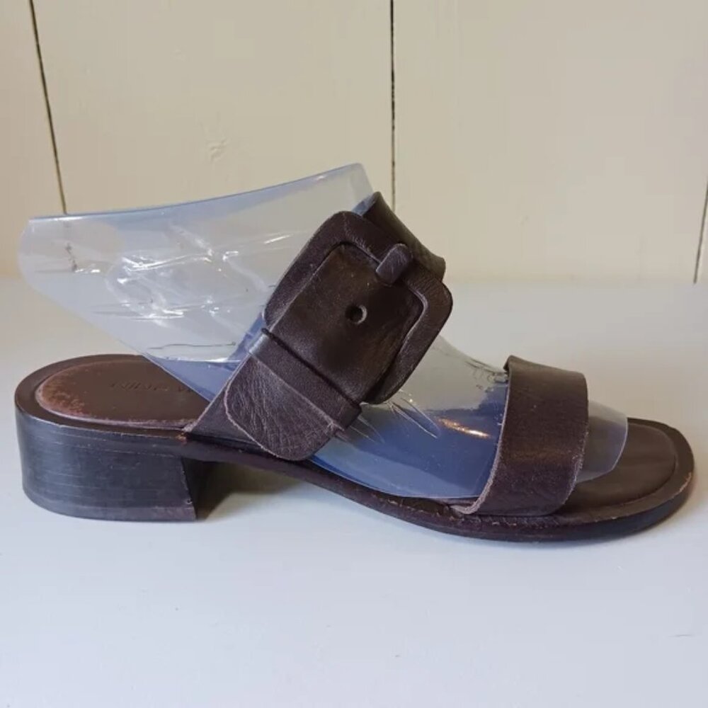 Vintage leather block heel chocolate brown sandals size 7 - Nine West